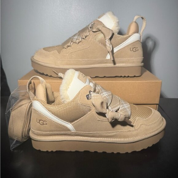 UGG Shoes - UGG LOWMEL Suede & Canvas Sneakers in Sand